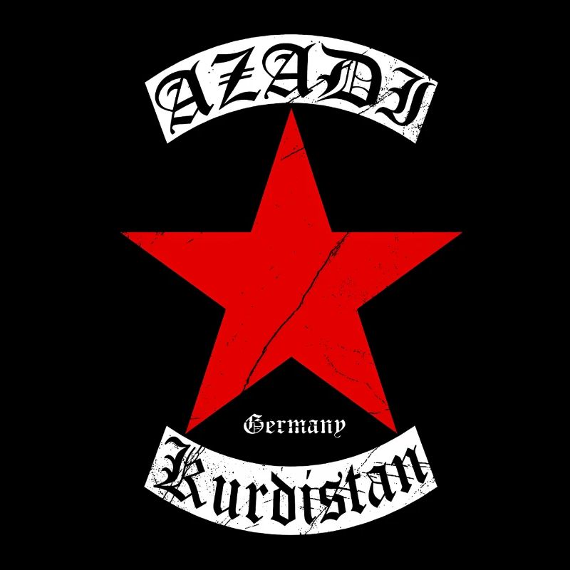 Kurdistan Kurds Great Red Star with Text