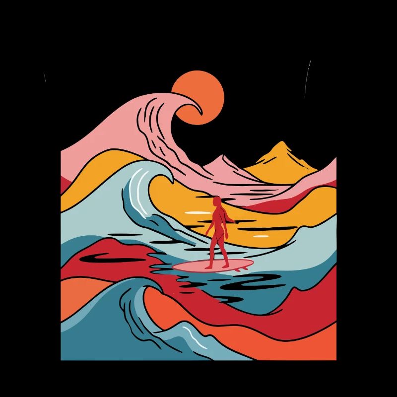 Abstract Wave Dancer in Sunset
