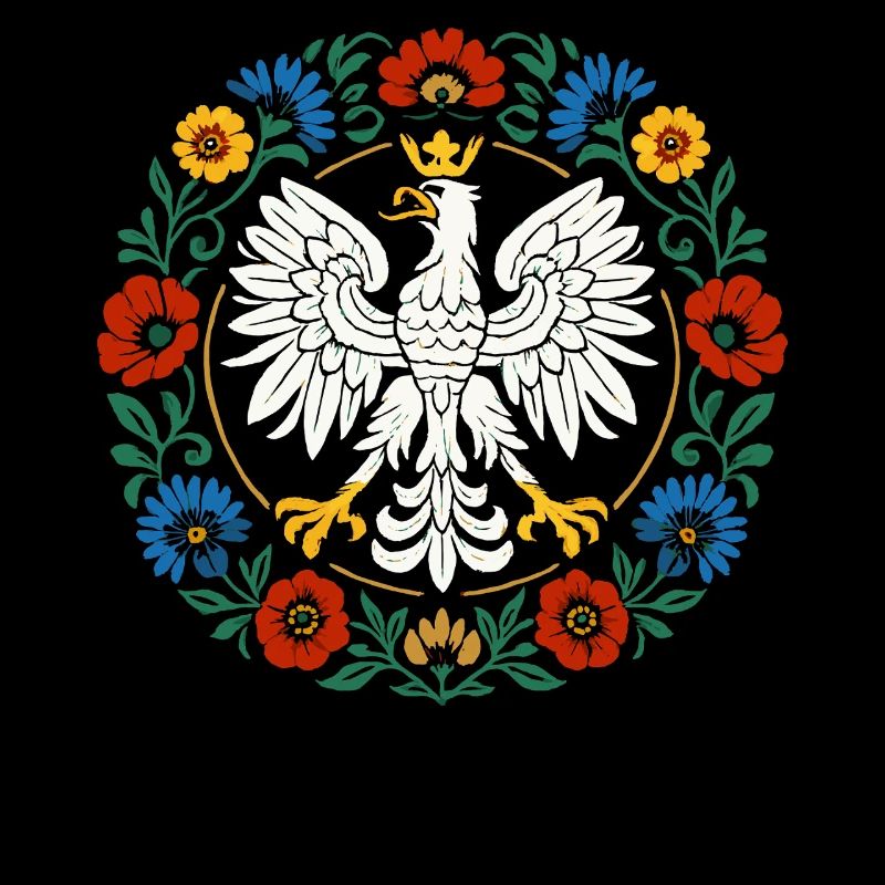 Polnischer Adler Volksemblem mit Blumen