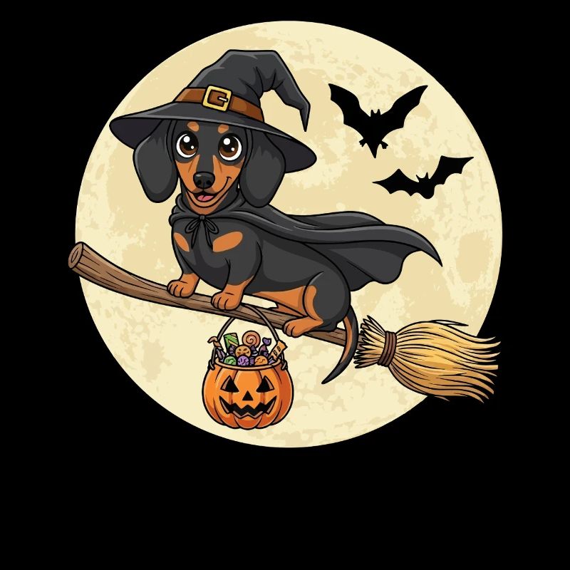 Cute Dachshund Witch Halloween