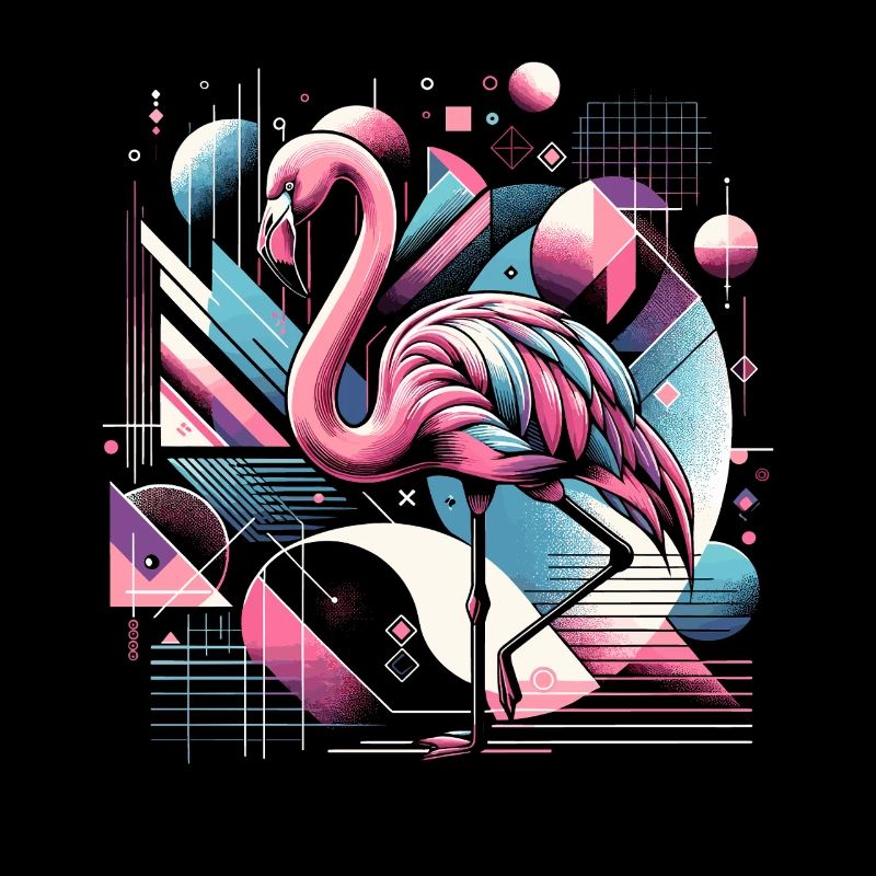Neon Flamingo Geometric Pop 80s