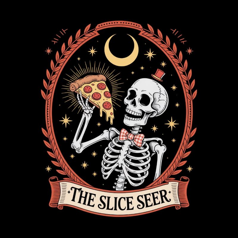 The Slice Seer Pizza Skeleton Moon Occult