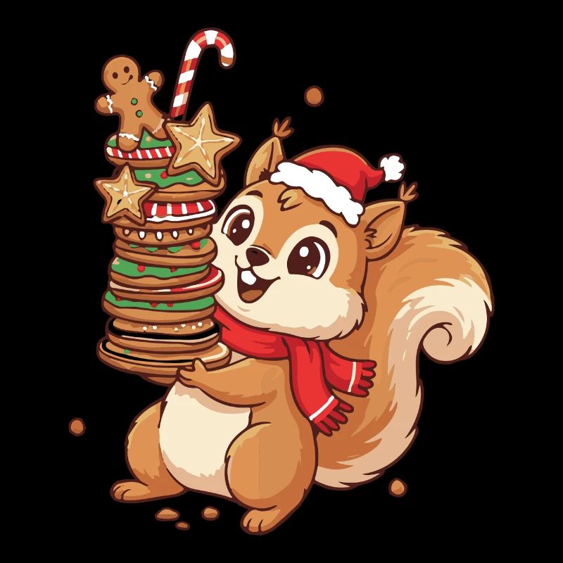 Écureuil de Noël avec des biscuits