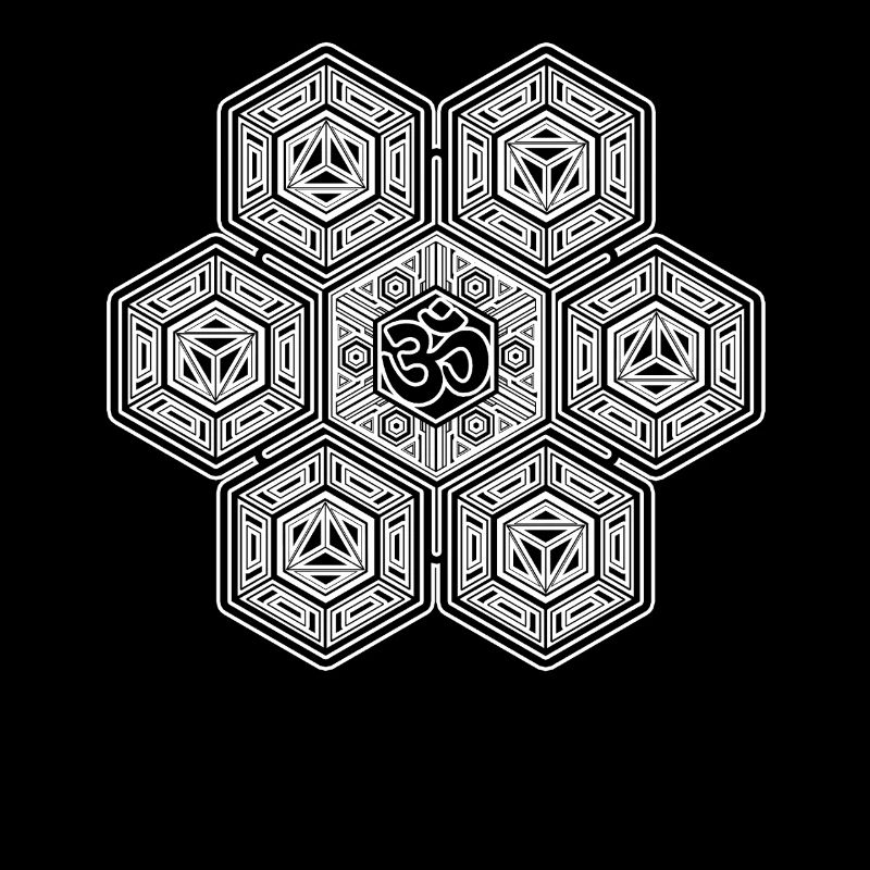 Mandala Sechseck Muster Aum Zeichen Goa Psytrance