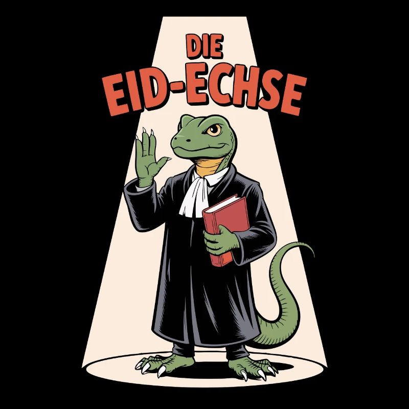 Die Eid-Echse im Richter-Look Cartoon