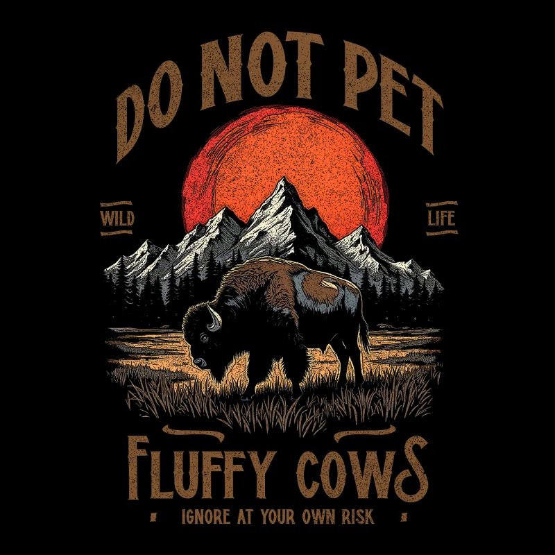 Vintage Buffalo Do Not Pet Fluffy Cows Funny Bison