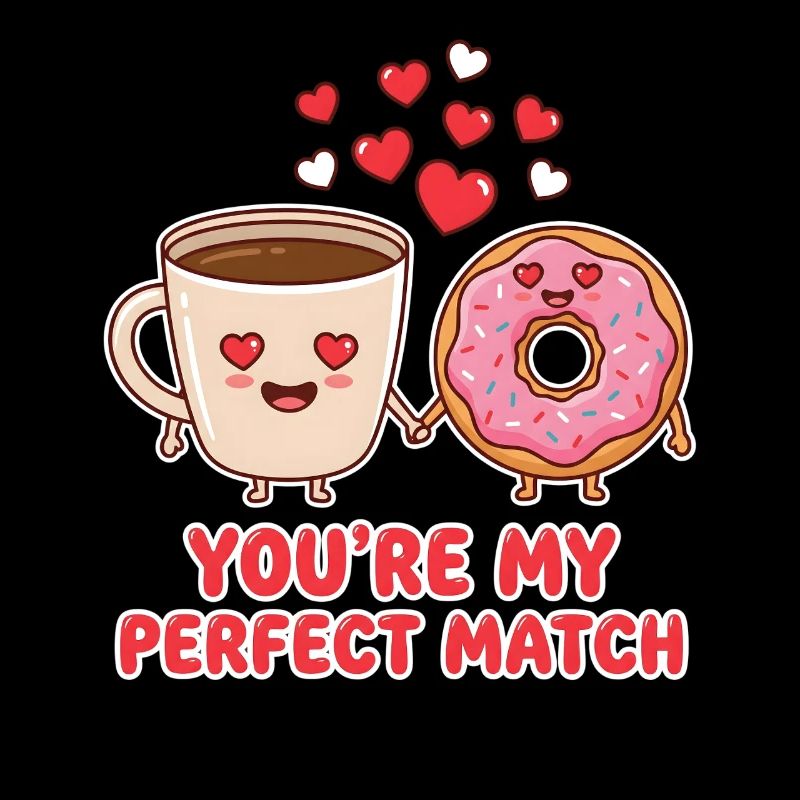 Du bist mein perfektes Match Kaffee-Donut-Valentinstag