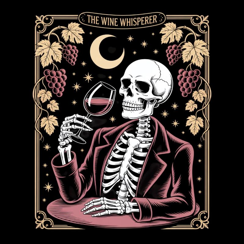 The Wine Whisperer Skeleton Wine Moon Grapes