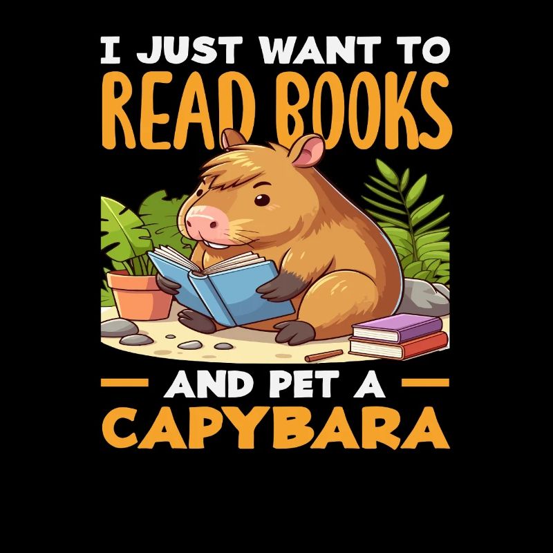 Reading Books Pet A Capybara Cute Funny