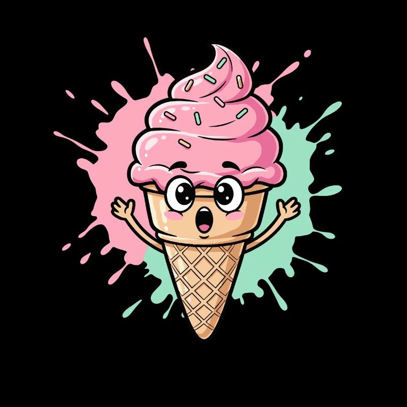 Cornet de glace Kawaii avec des vermicelles