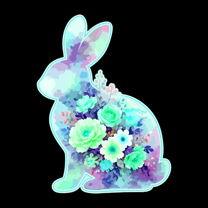 Bunny Watercolor Flowers Easter