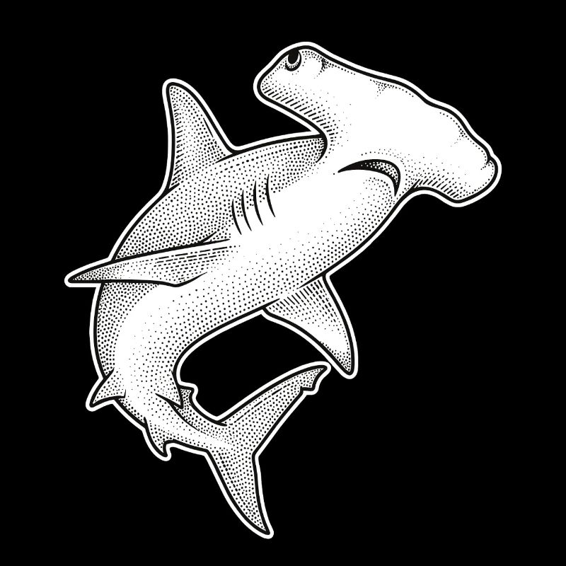 Hammerhead Shark Dot Illustration