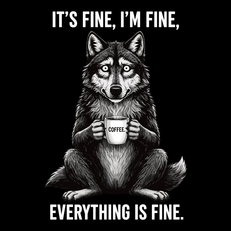 Its Fine Im Fine Kaffee Wolf Humor