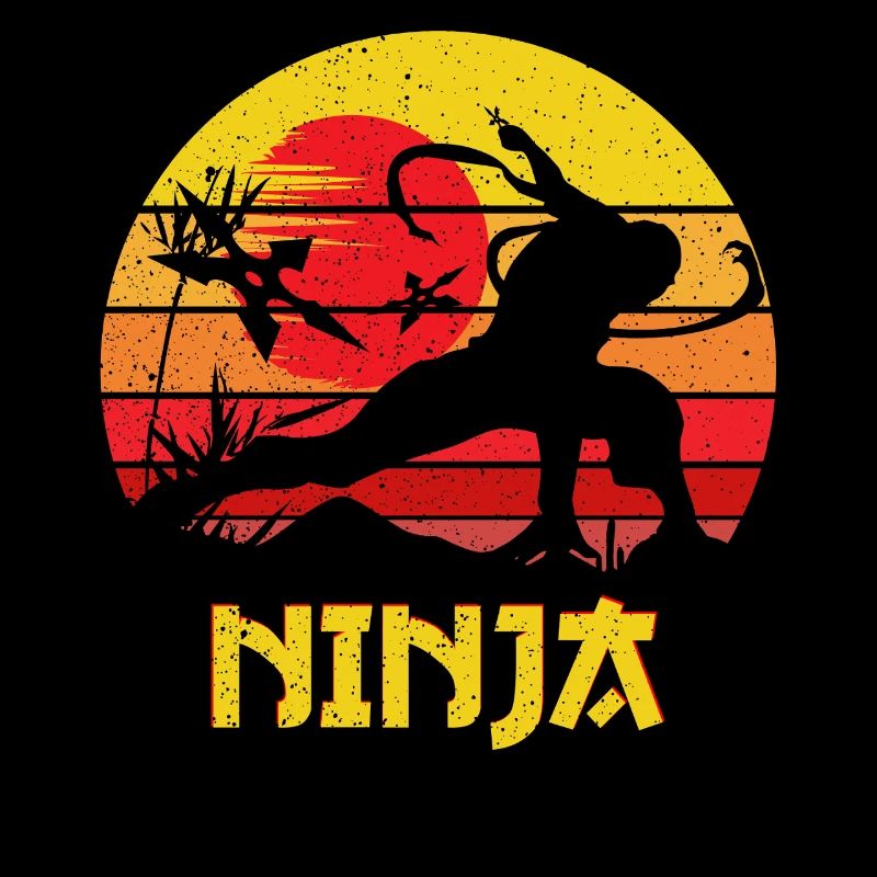 Silhouette de Ninja du Coucher de Soleil