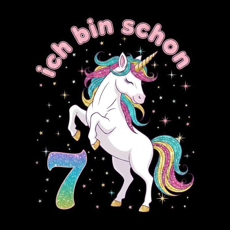 7. Geburtstag Einhorn Mädchen Ich bin schon 7