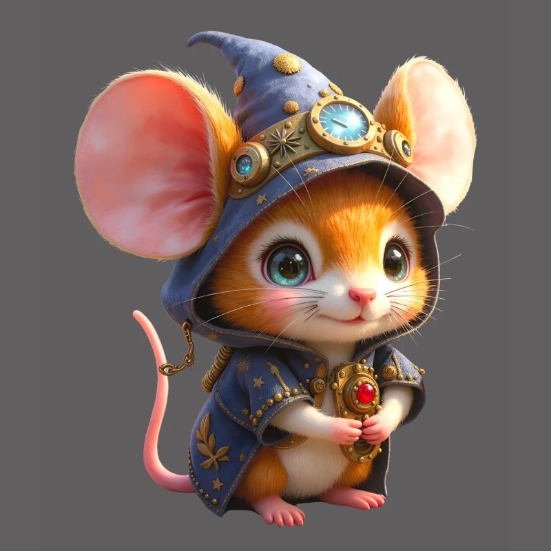 Blue Steampunk Wizard Mouse