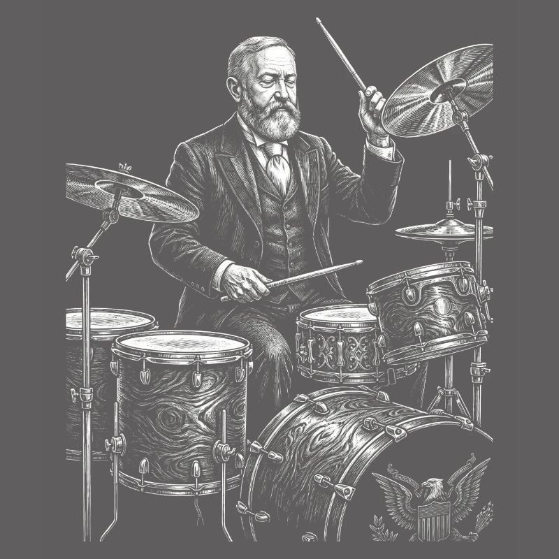 Benjamin Harrison plays drums