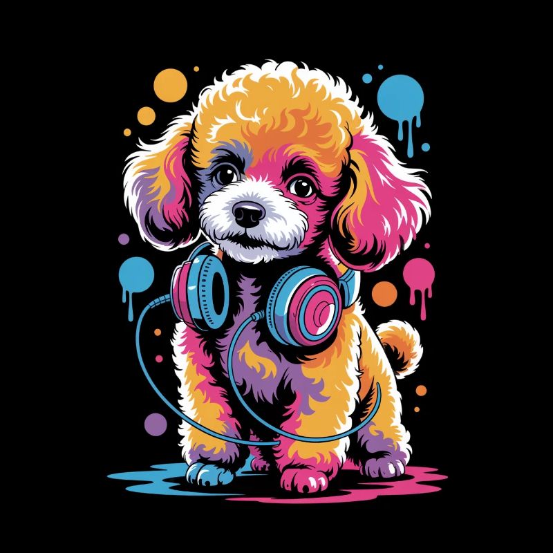 Caniche avec un casque