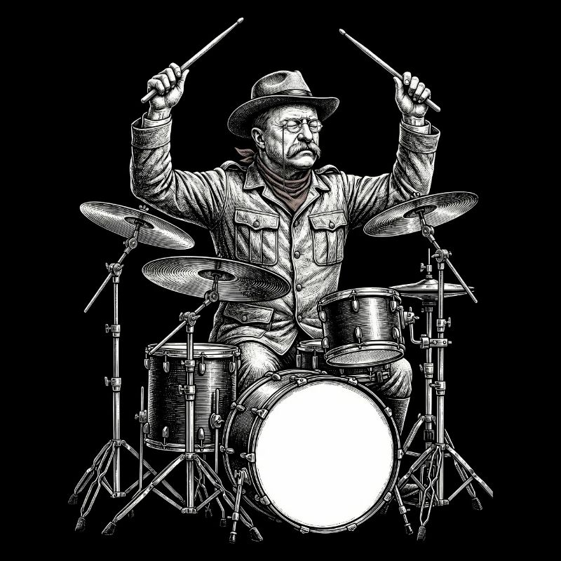 Theodore Roosevelt plays drums