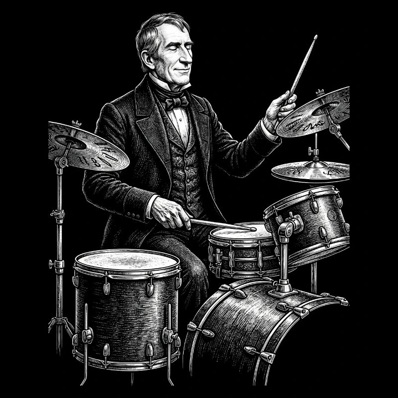 William Henry Harrison plays drums