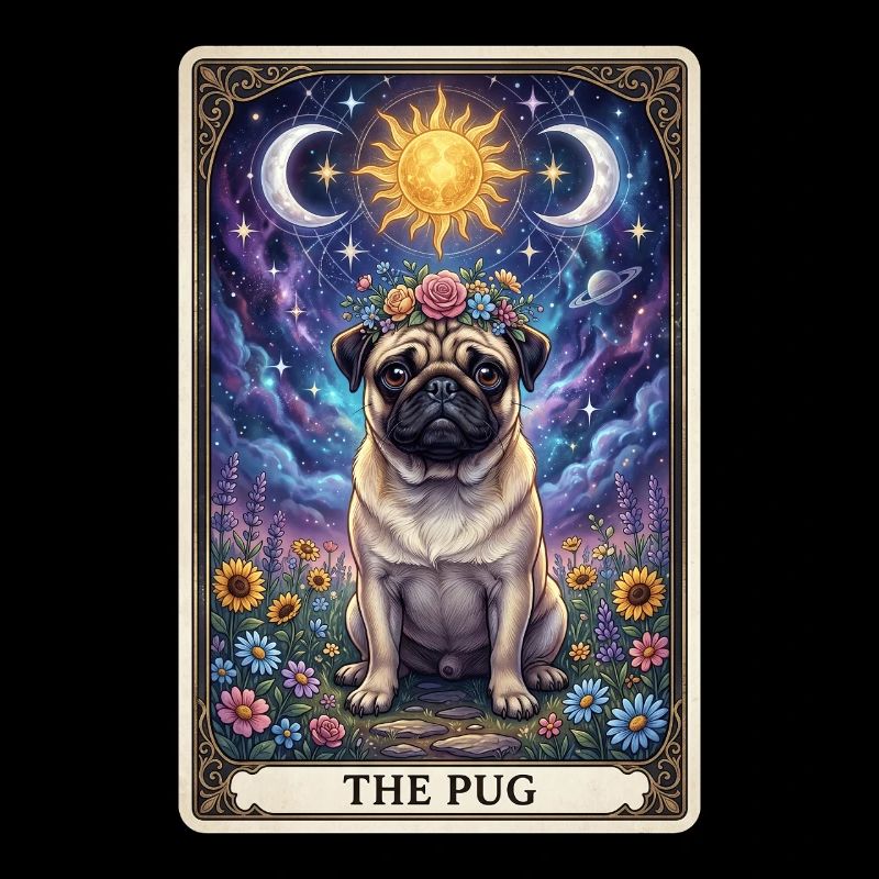 Sonnenmond Mops Tarot Illustration