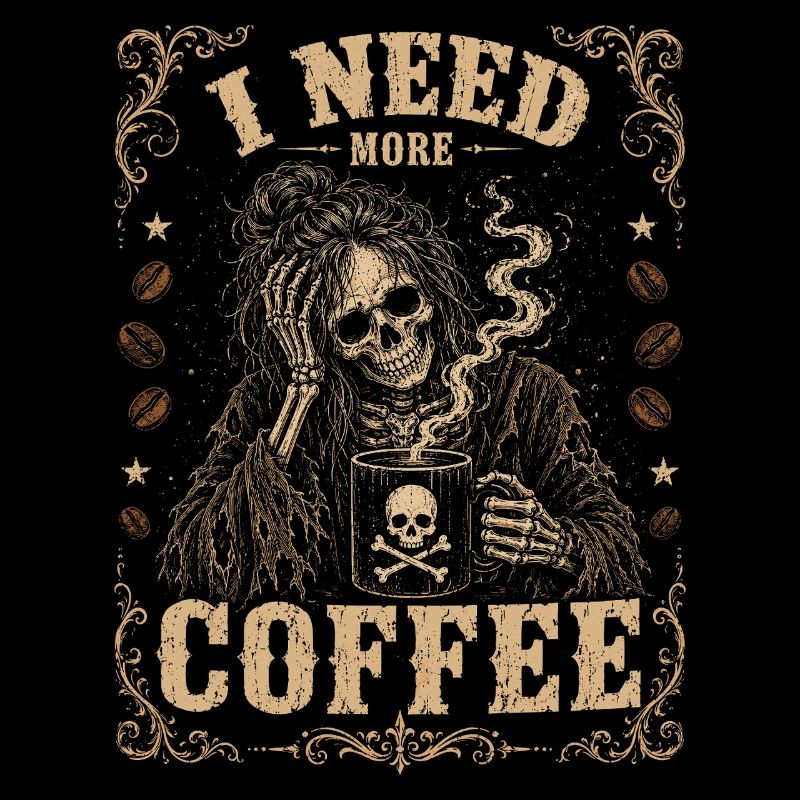 Coffee Skeleton I Need More Coffee Shirt