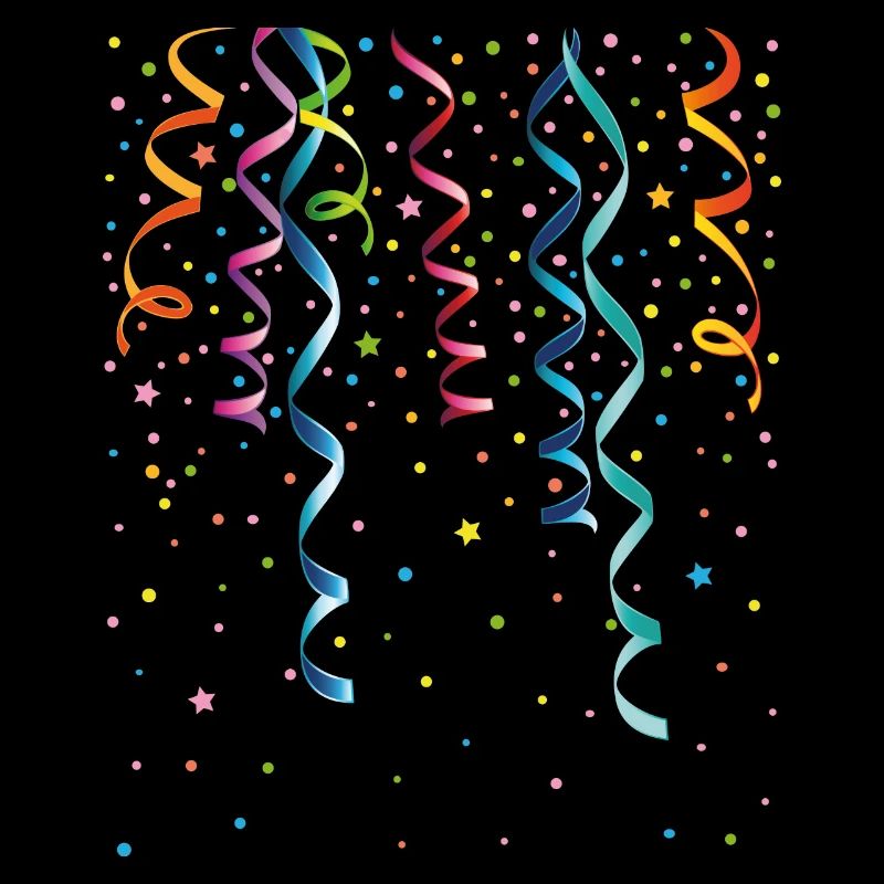 Silvester. Bunte Luftschlangen mit Konfetti.
