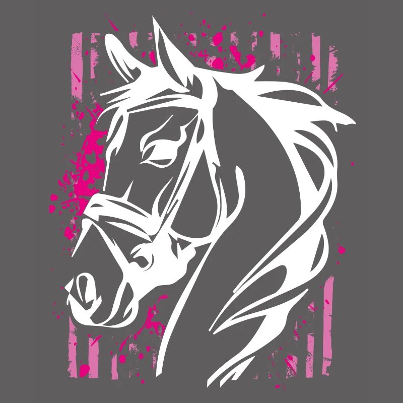 Cheval de style graffiti avec éclaboussure de couleur rose