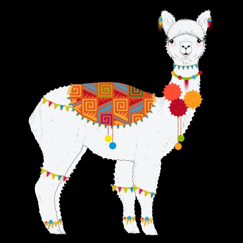 Traditionally Decorated Alpaca – Colorful Boho Motif