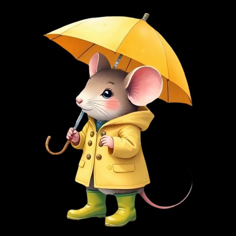 Souris en imperméable jaune