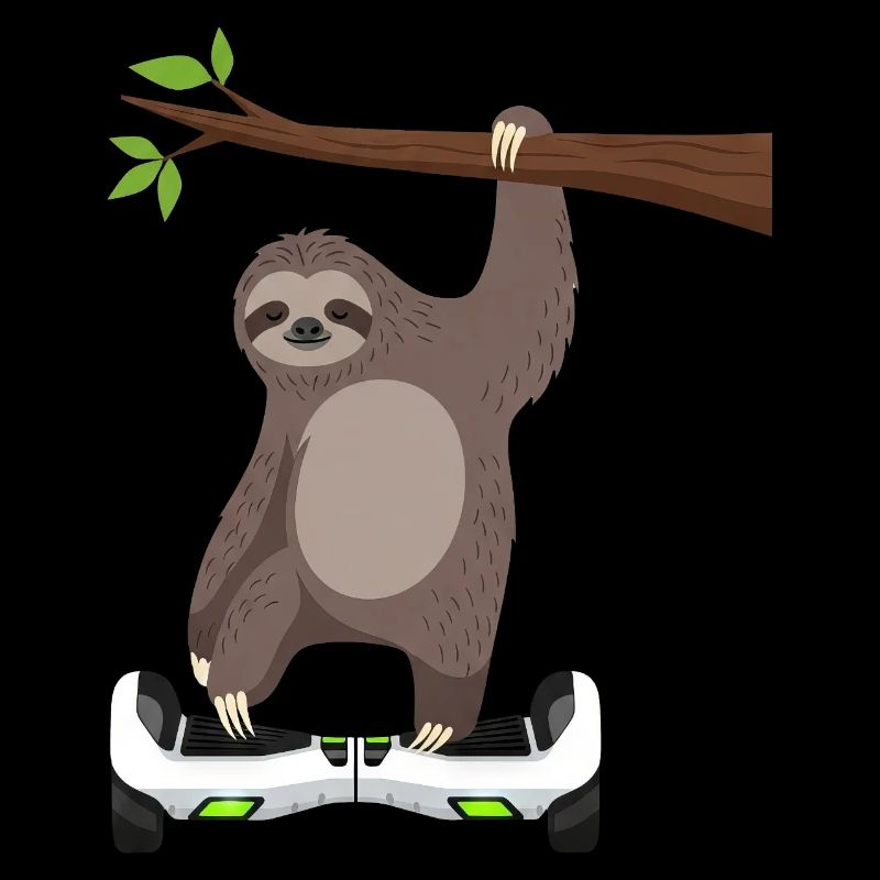 Sloth Chilling Hoverboard Cartoon Technique Same
