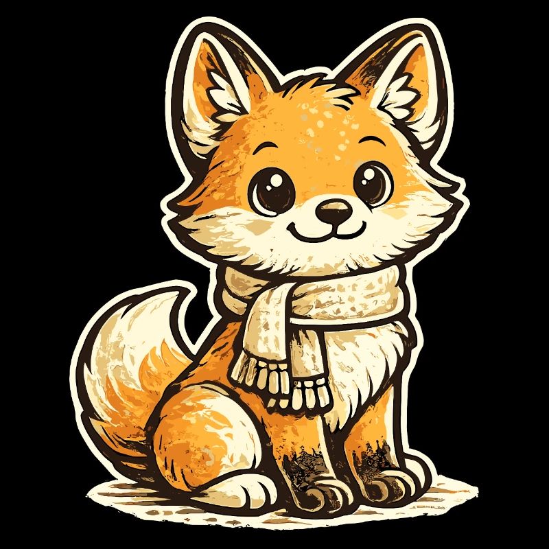Renard réchauffant avec écharpe