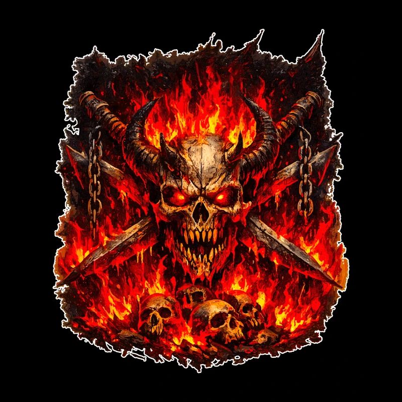 Crâne de Feu avec des Cornes