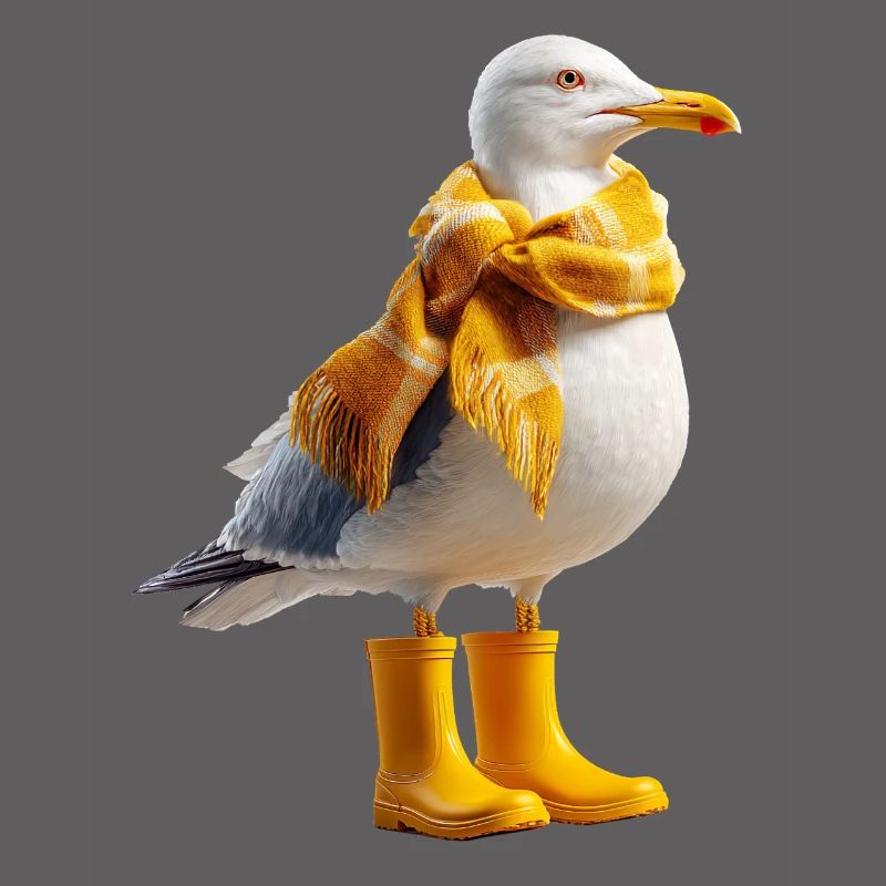 Seagull with rain accessories