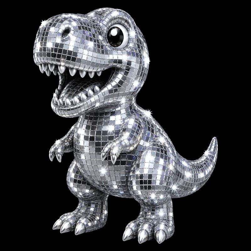 Süßer Dino T-Rex Disco Glitzer 80s 90s
