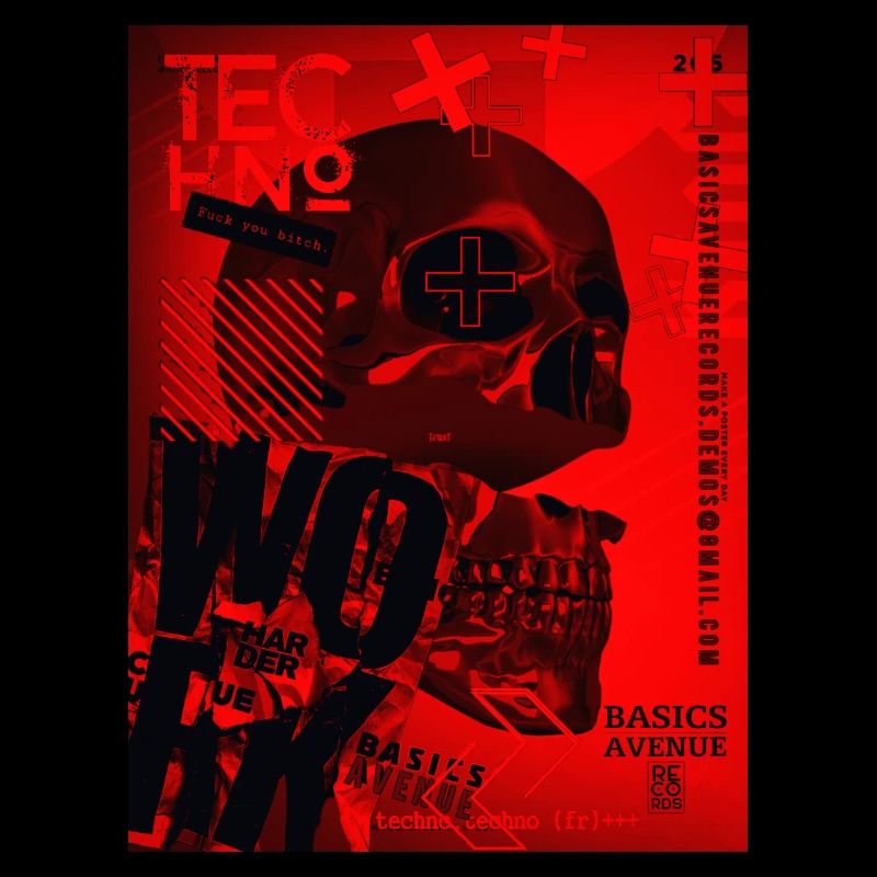 Crâne Rouge Techno Urbain