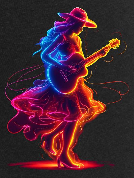 Guitariste Girl Synthwave