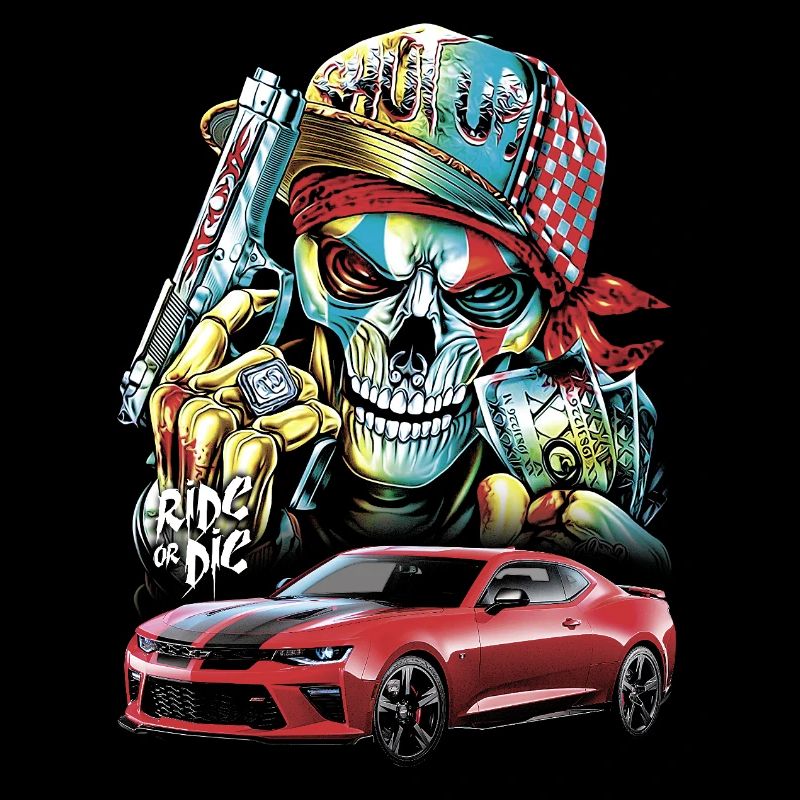 Skull, Bold, Red Car