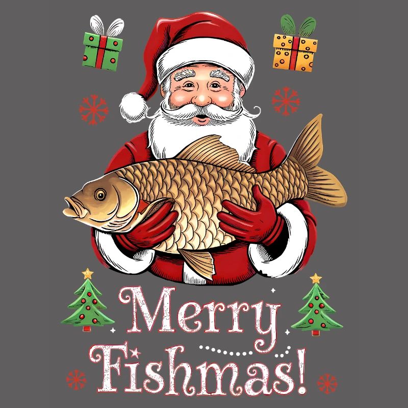 Pulls de Noël Pêcheur Carpe de Poissons Joyeuse