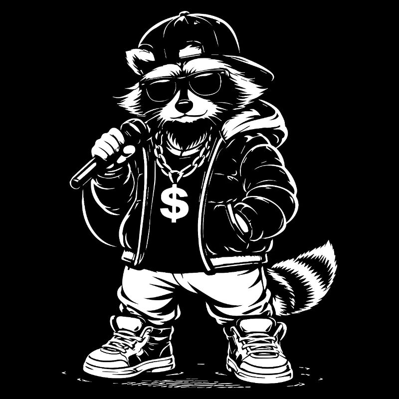 Rappender Waschbär mit Bling