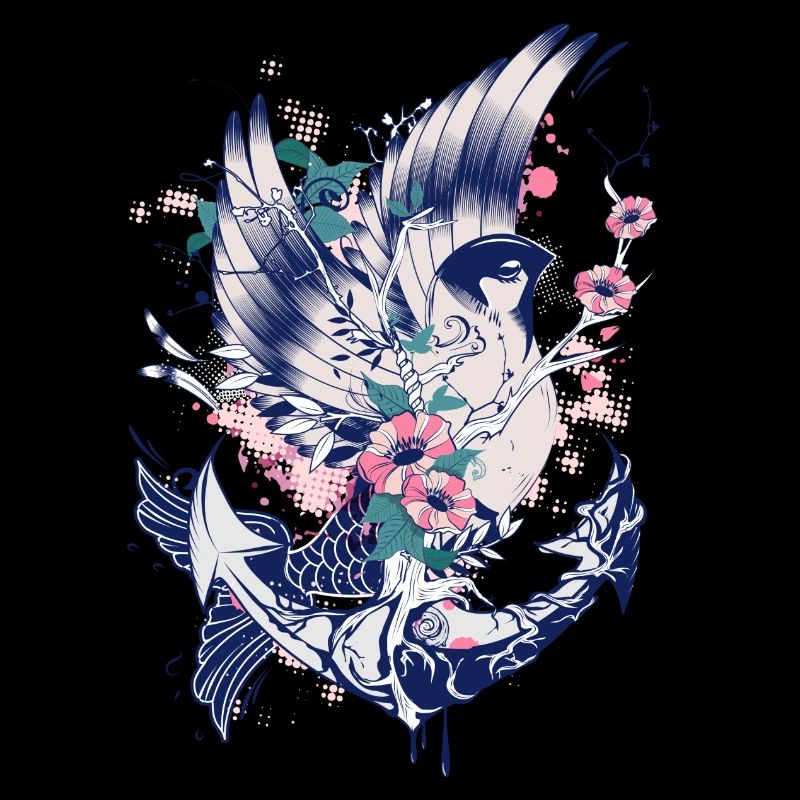Bird fish with anchor