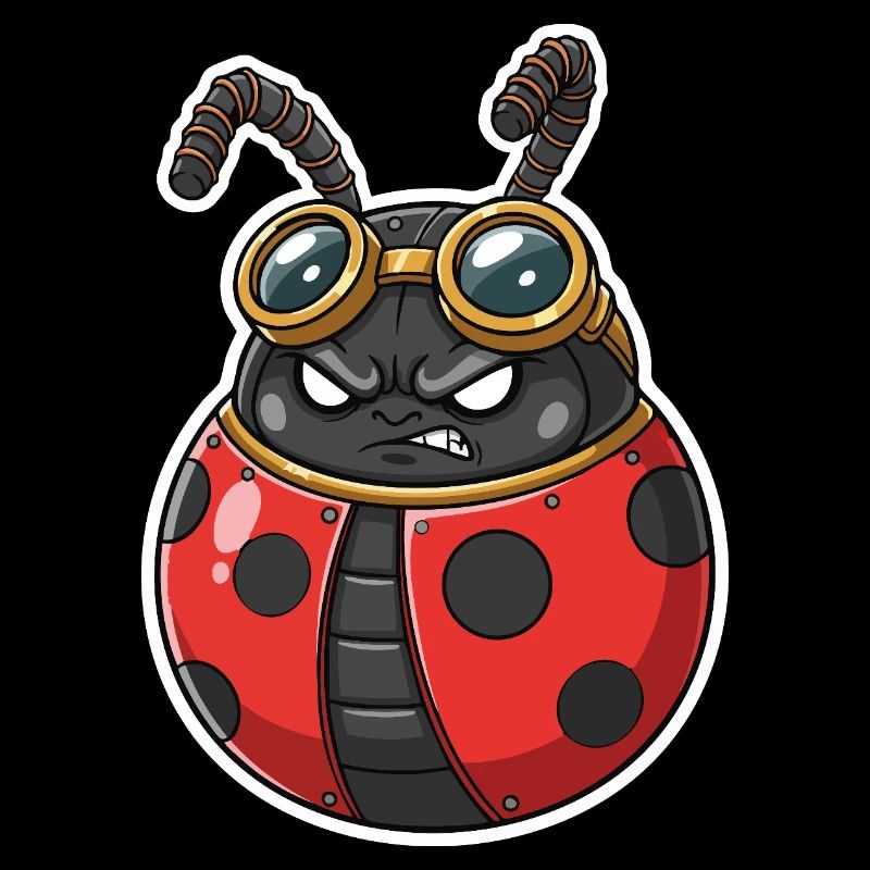 Steampunk Ladybug Rot und Chromrüstung