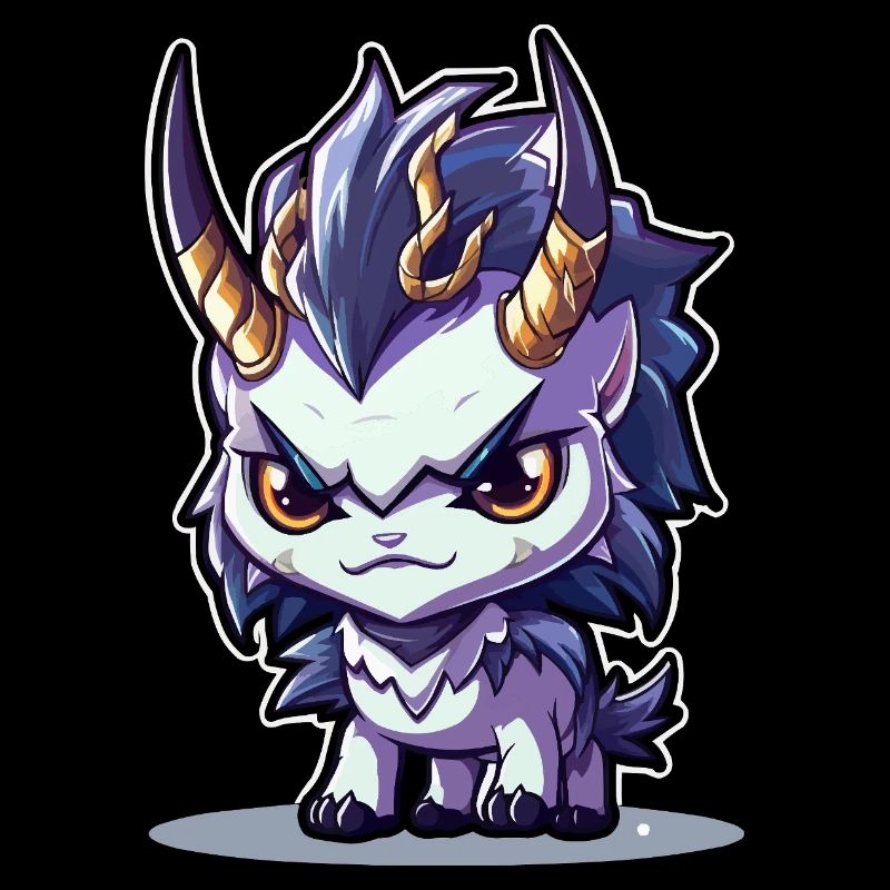 Kleiner Hörnerdrache im Chibi-Stil