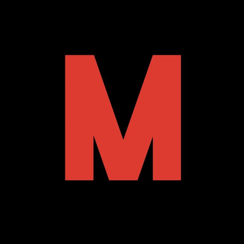 Red M logo on black