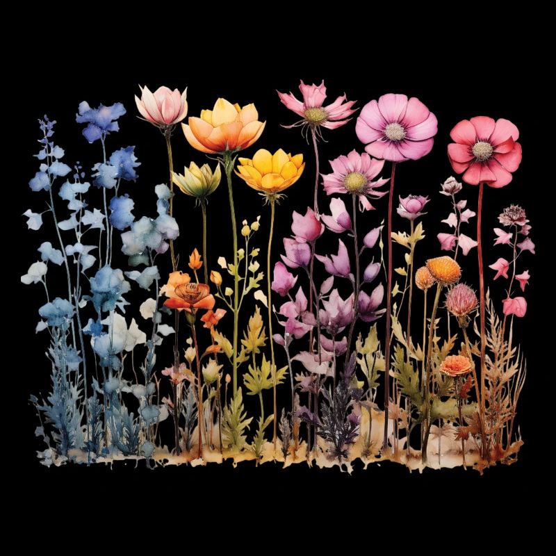 Coloré Fleur Prairie Conception d’aquarelle