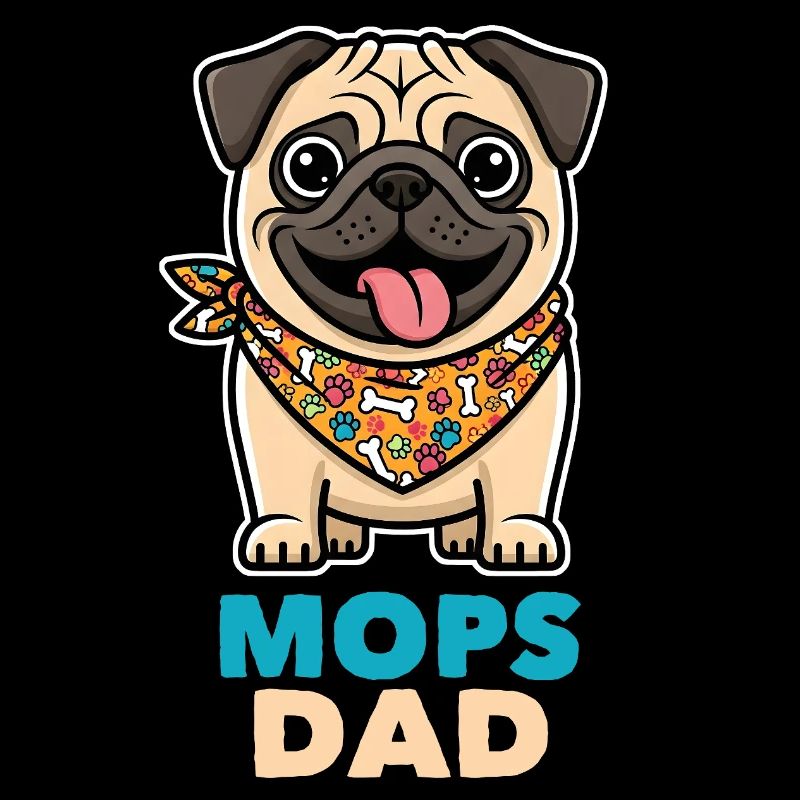 Mops Dad mit Halstuch Hundemotiv