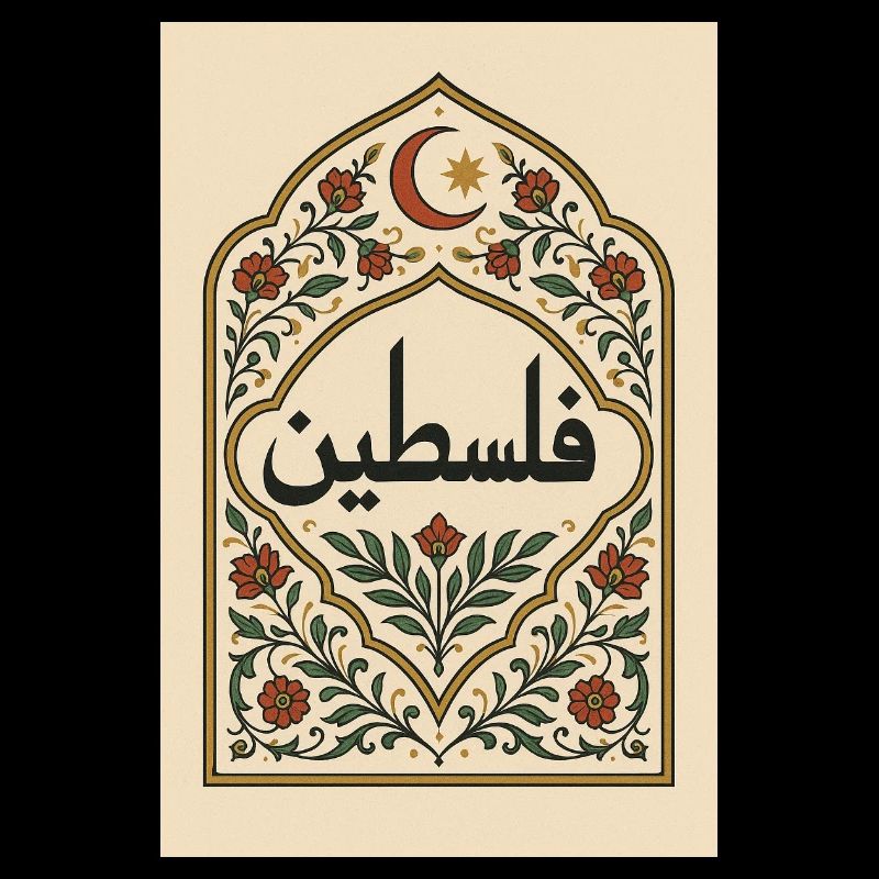 Palestinian Calligraphy with Floral Pattern