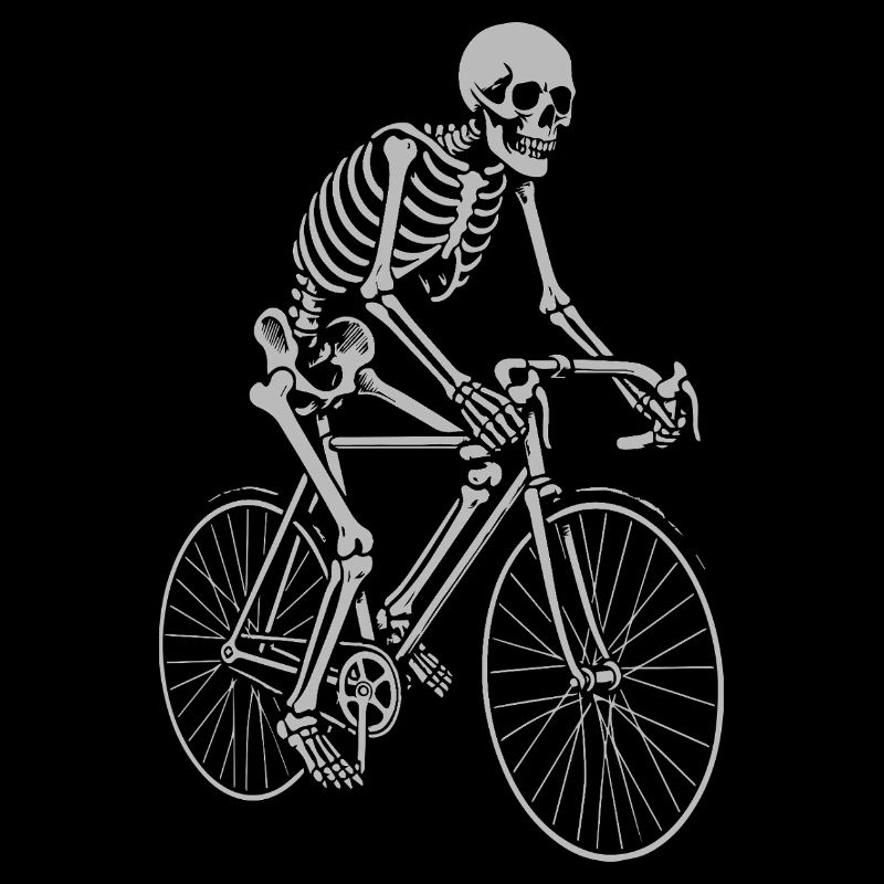 Skeleton Cyclist is riding the bicycle
