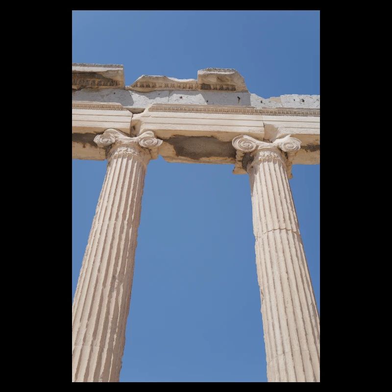 Ancient columns under blue sky, Acropolis