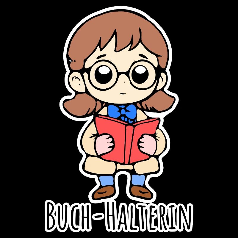 Die lustige Buch-Halterin hält ein Buch und liest